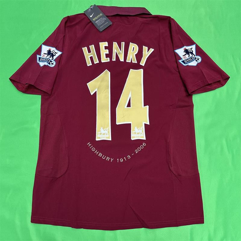 Nike 2005/2006 Arsenal Commemorative Retro Red Short Sleeve Top HENRY No.14 Soccer Jerseys Quick Drying Highbury