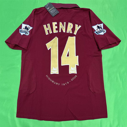 Nike 2005/2006 Arsenal Commemorative Retro Red Short Sleeve Top HENRY No.14 Soccer Jerseys Quick Drying Highbury
